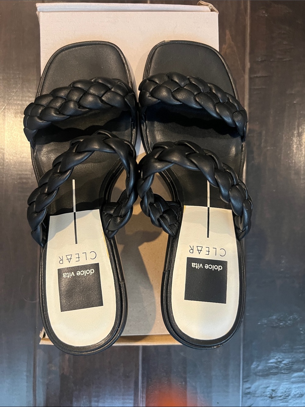Dolce Vita Black Braided Double-Strap Slide Sandals